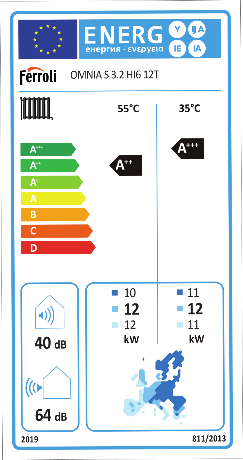 OMNIA S 3.2 HI6 12T (12 kW) SPLIT + 6 kW elektrický element - reverzní tepelné čerpadlo - energetický štítek