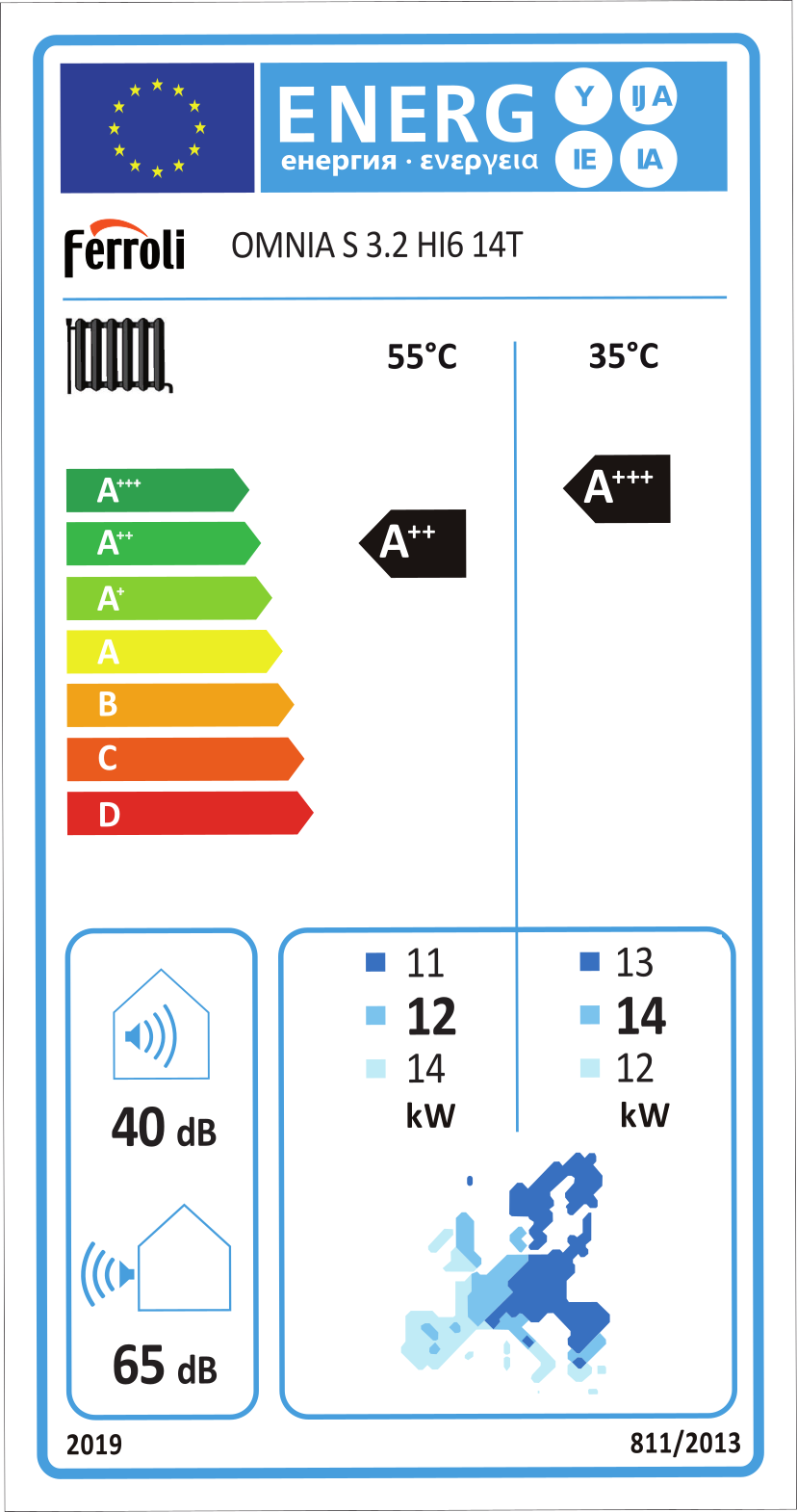 OMNIA S 3.2 HI6 14T (14 kW) SPLIT + 6 kW elektrický element - reverzní tepelné čerpadlo - energetický štítek