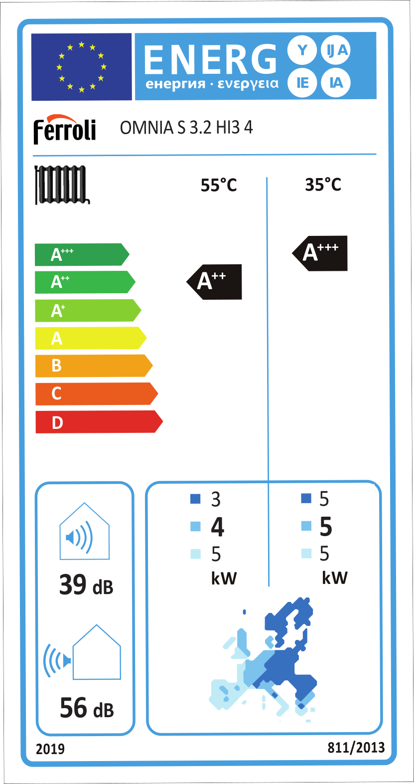 OMNIA S 3.2 HI3 4 (4 kW) SPLIT + 3 kW elektrický element - reverzní tepelné čerpadlo - energetický štítek