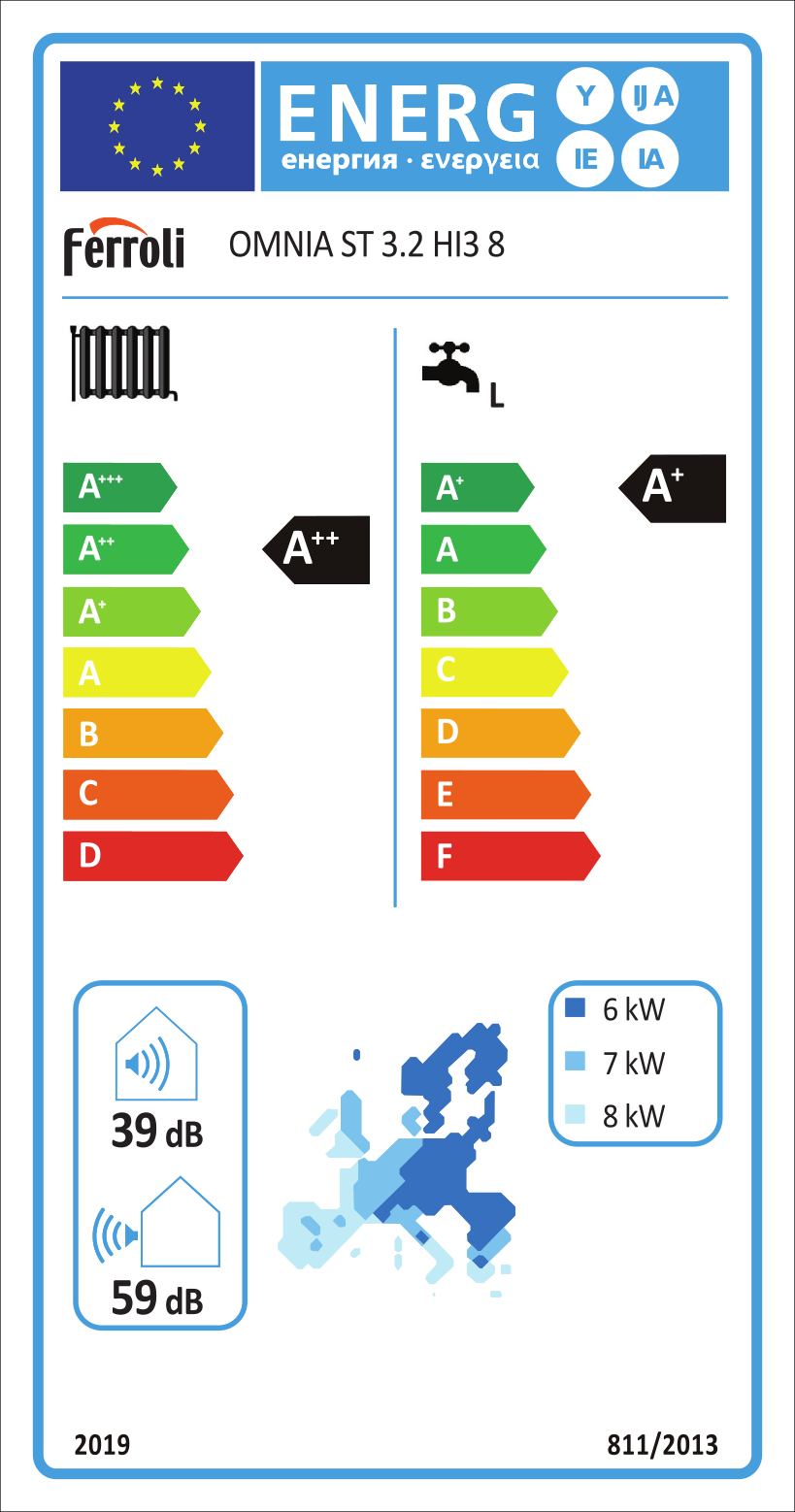 OMNIA ST 3.2 HI3 8 (190 L TUV) + 3 kW elektrický element - energetický štítek
